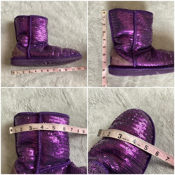 UGG Classic Short Sparkle Suede Sherpa Lined Snow Boots Purple Reign Sz 6 - Picture 17 of 17
